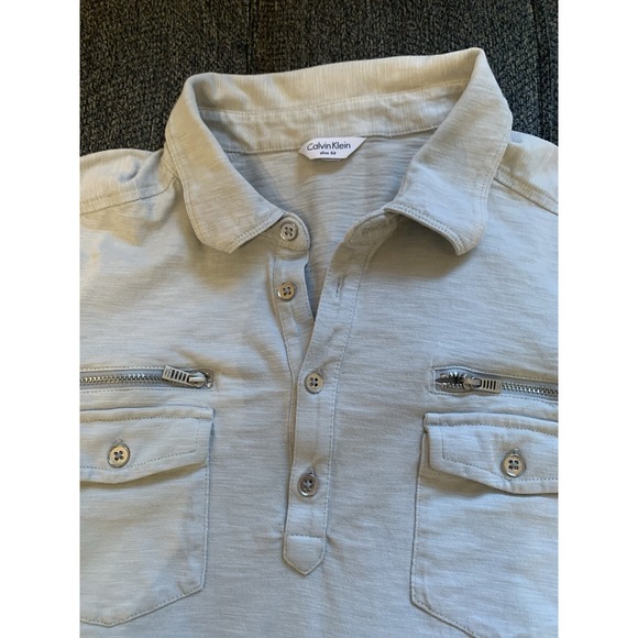 Calvin Klein Polo Shirt Mens XLarge light Gray Short Sleeve - Picture 3 of 10